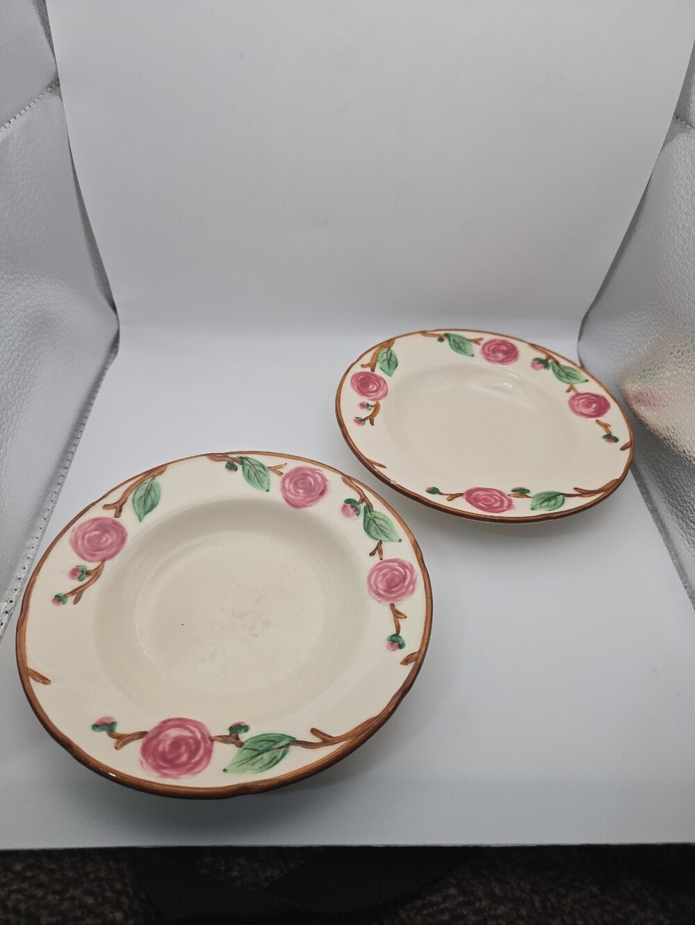 Franciscan Desert Rose Rim Soup Bowls Set of 2 USA California Hand Decorated